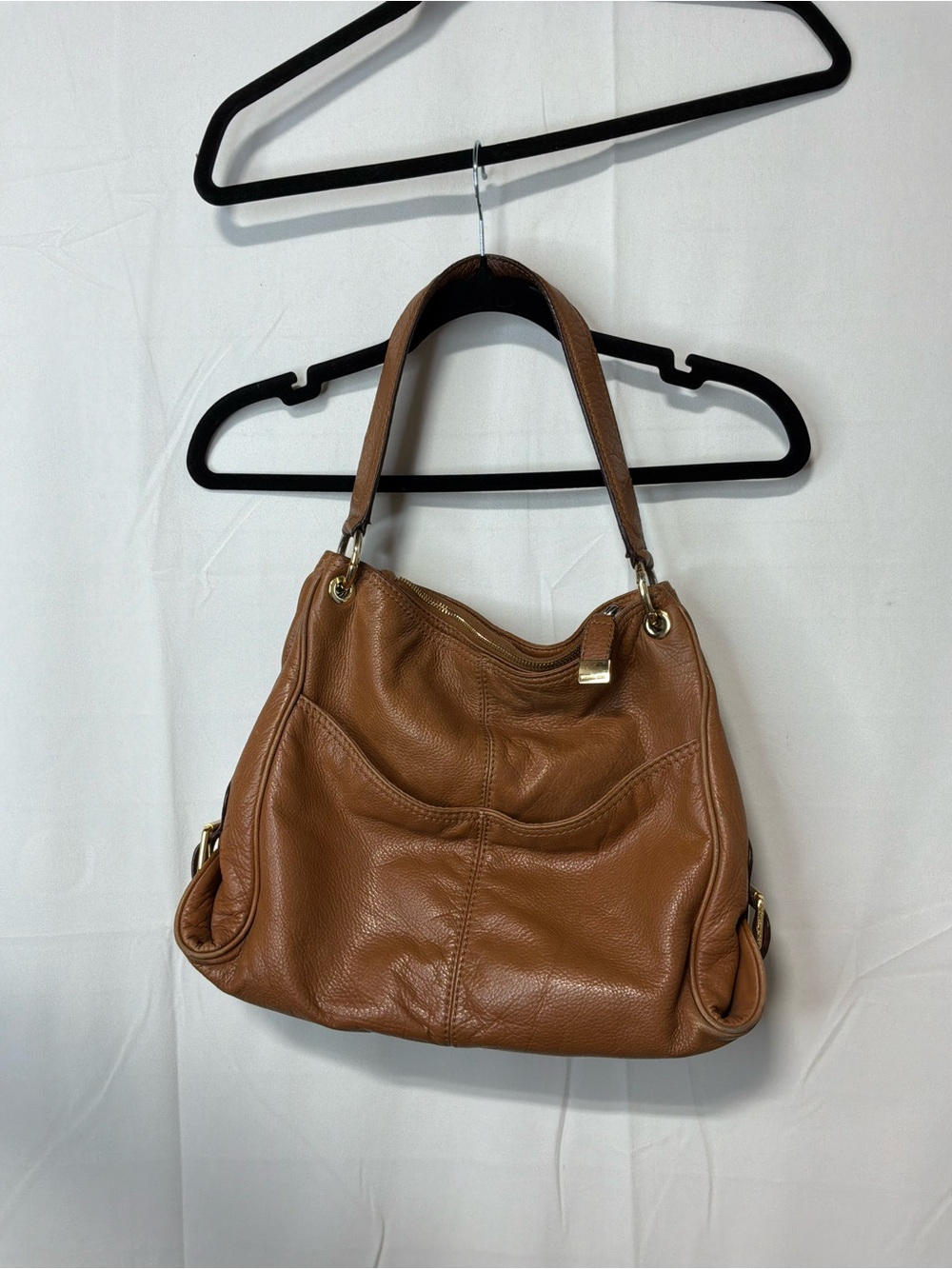 Michael Kors Caramel Brown Pebbled Leather Shoulder Bag